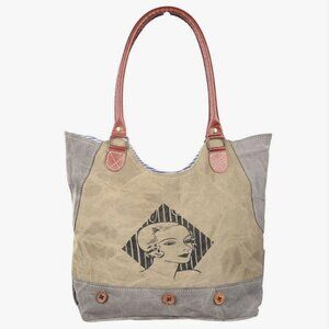 Clea Ray Vintage Portrait Upcycled Canvas Shoulder Bag